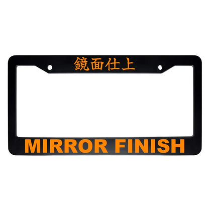 Mirror Finish ABS Black Plastic Kanji Japanese License Plate Frame - Orange Text