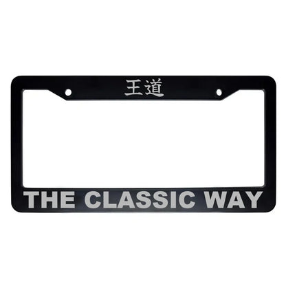 The Classic Way ABS Black Plastic Kanji Japanese License Plate Frame - Silver Text