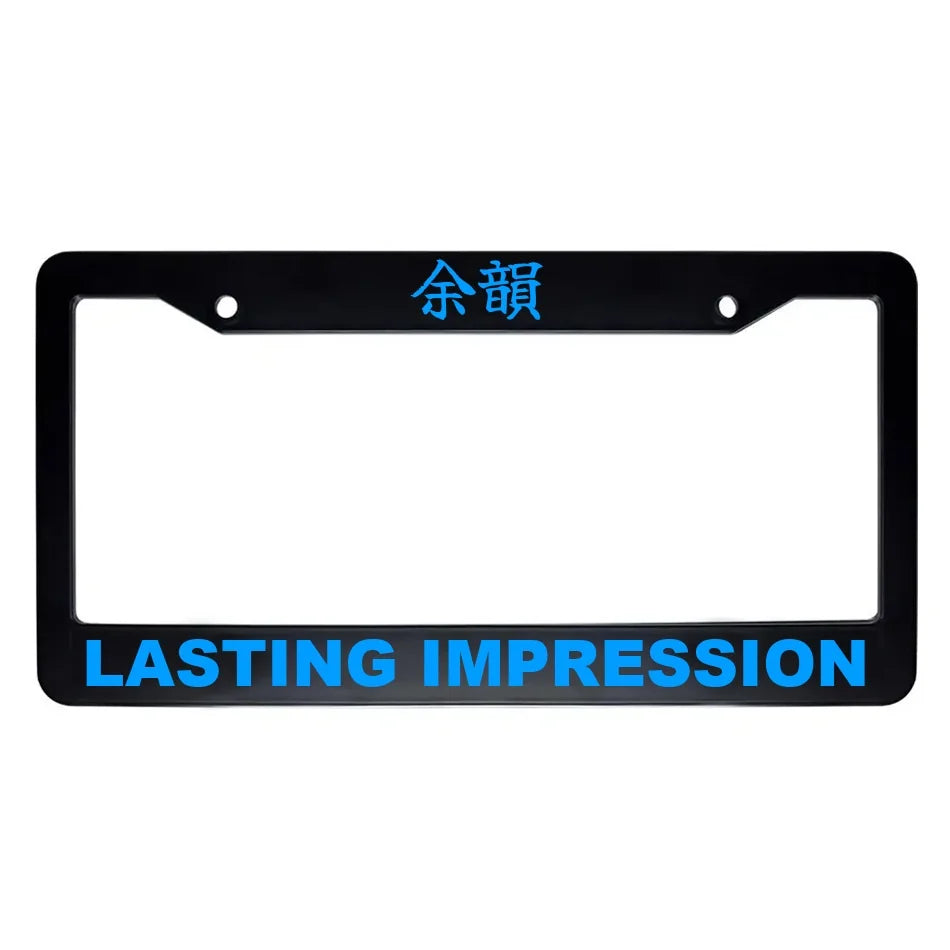 Lasting Impression ABS Black Plastic Kanji Japanese License Plate Frame - Blue Text
