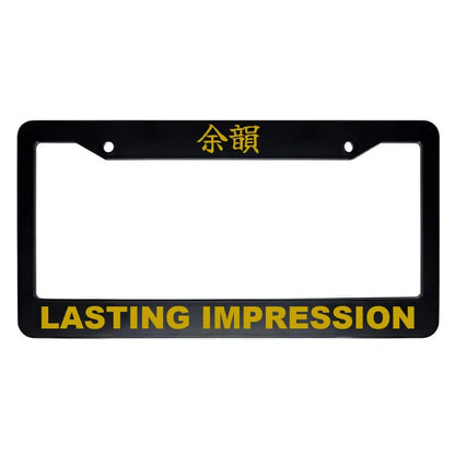 Lasting Impression ABS Black Plastic Kanji Japanese License Plate Frame - Gold Text