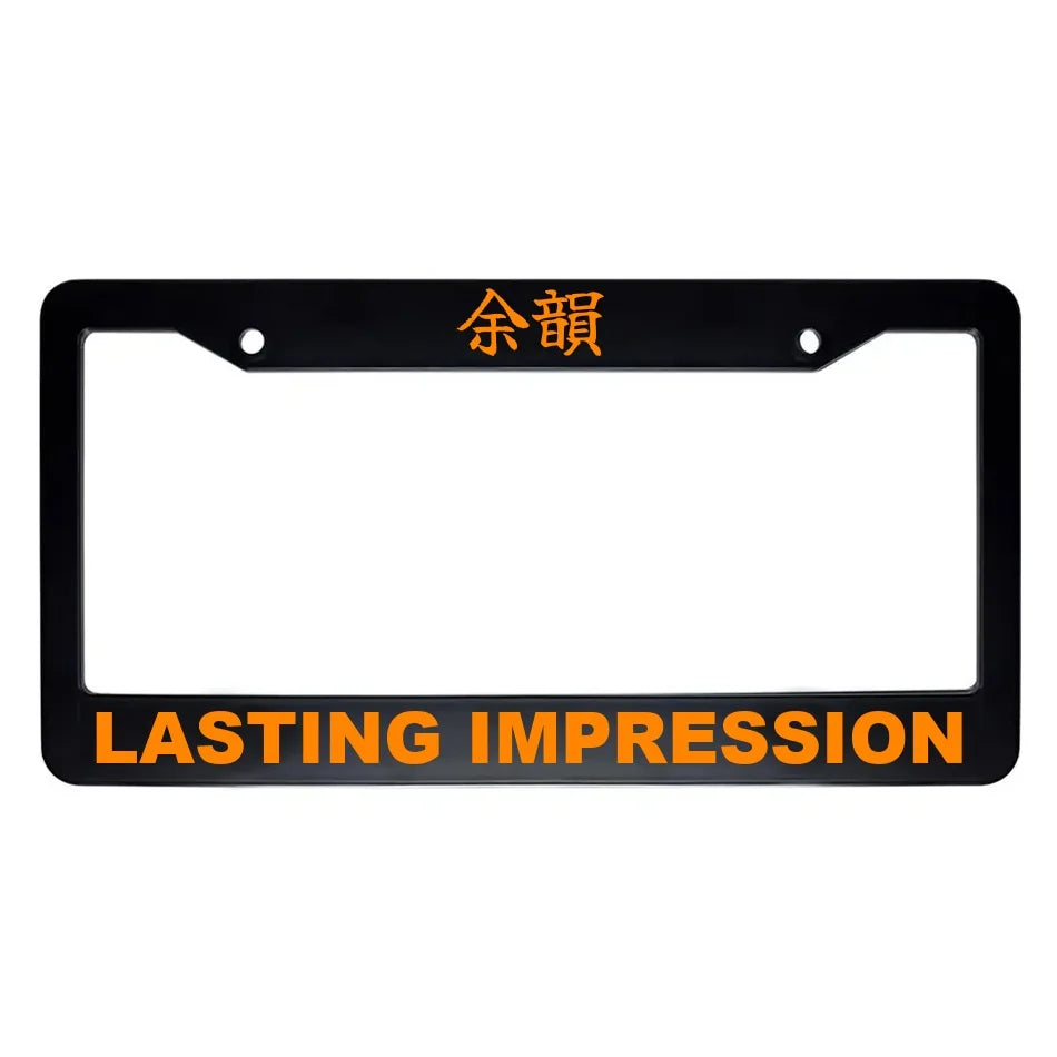 Lasting Impression ABS Black Plastic Kanji Japanese License Plate Frame - Orange Text