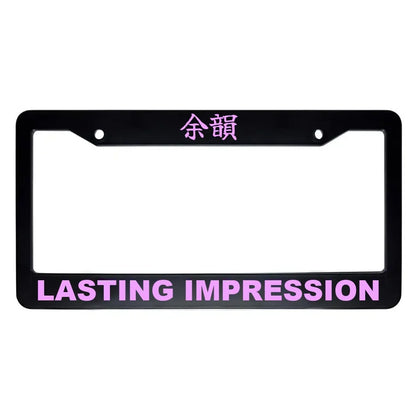 Lasting Impression ABS Black Plastic Kanji Japanese License Plate Frame - Pink Text