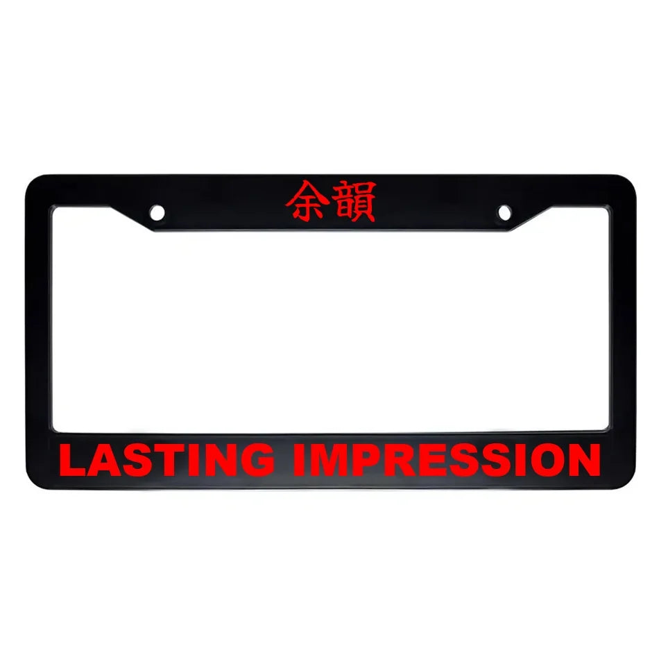 Lasting Impression ABS Black Plastic Kanji Japanese License Plate Frame - Red Text