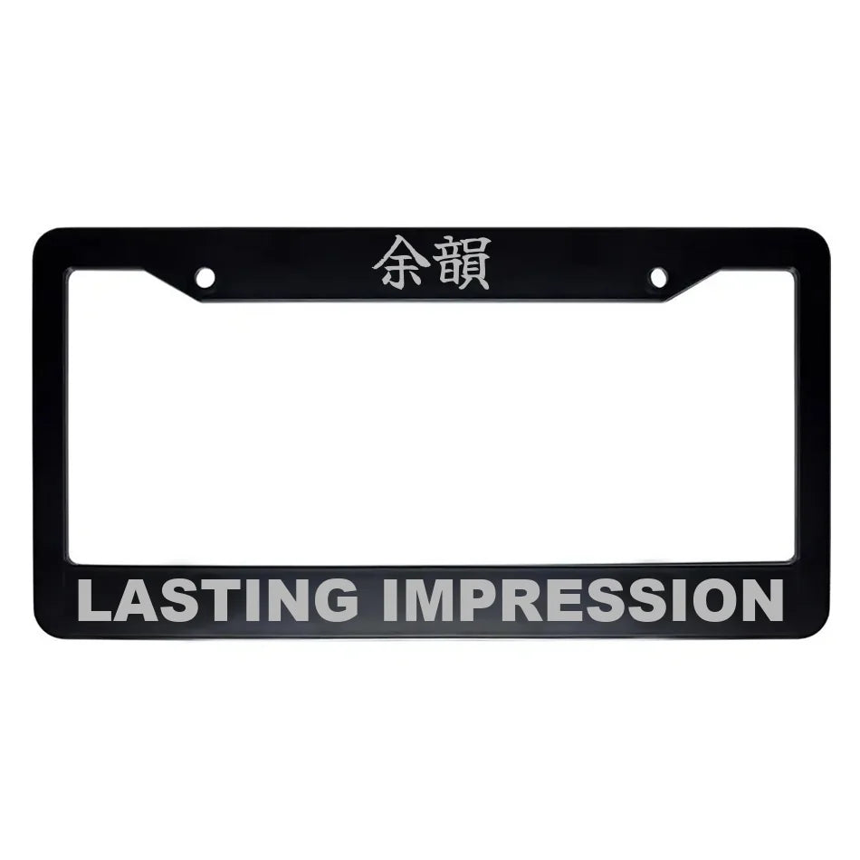 Lasting Impression ABS Black Plastic Kanji Japanese License Plate Frame - Silver Text