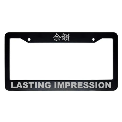 Lasting Impression ABS Black Plastic Kanji Japanese License Plate Frame - Silver Text