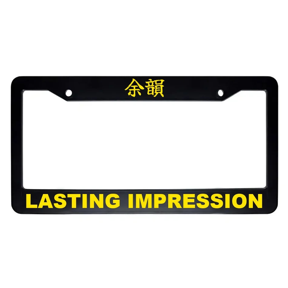 Lasting Impression ABS Black Plastic Kanji Japanese License Plate Frame - Yellow Text