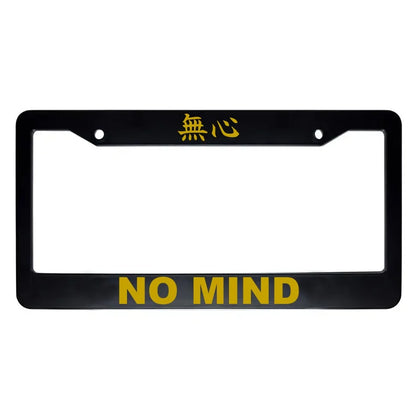No Mind ABS Black Plastic Kanji Japanese License Plate Frame - Gold Text