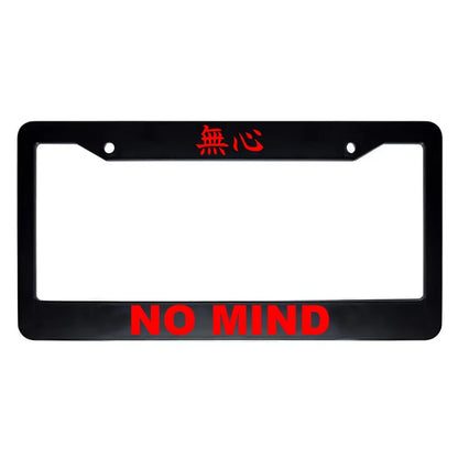 No Mind ABS Black Plastic Kanji Japanese License Plate Frame - Red Text