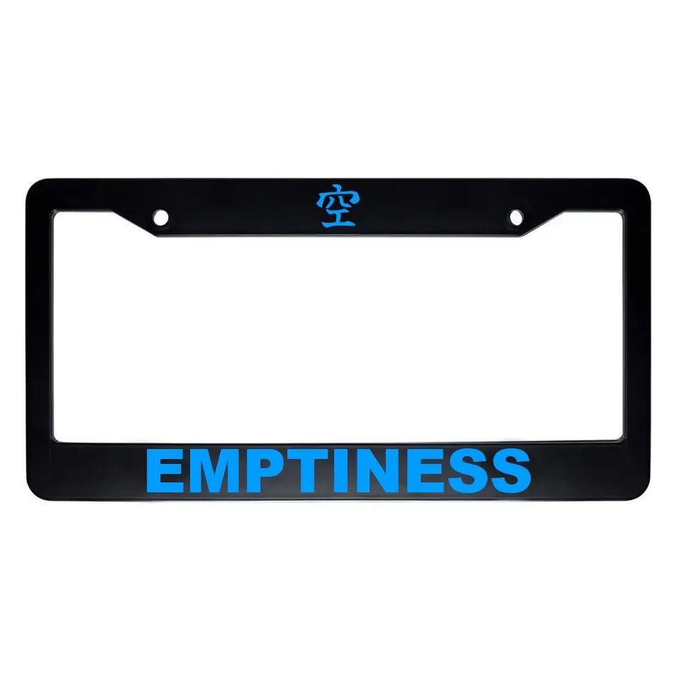 Emptiness ABS Black Plastic Kanji Japanese License Plate Frame - Blue Text