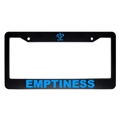 Emptiness ABS Black Plastic Kanji Japanese License Plate Frame - Blue Text