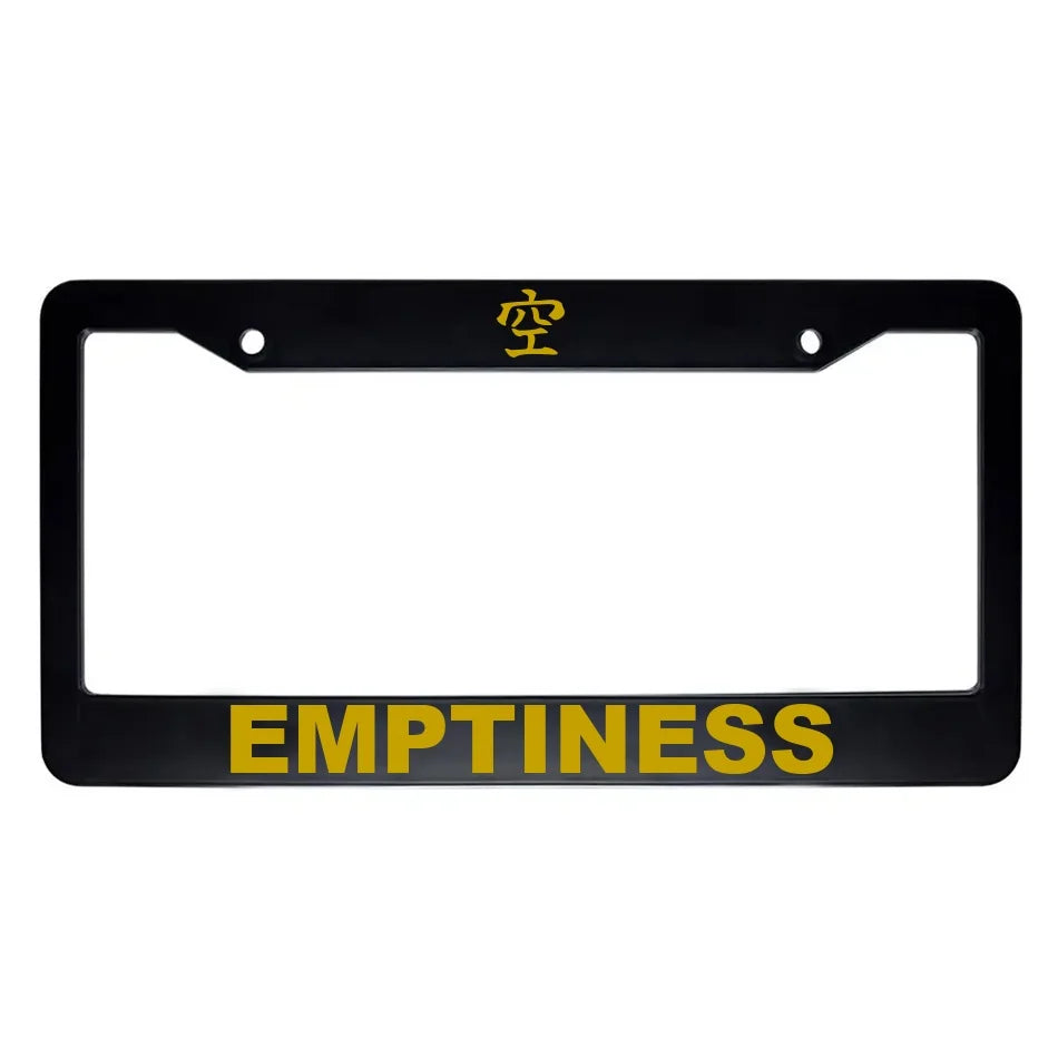 Emptiness ABS Black Plastic Kanji Japanese License Plate Frame - Gold Text