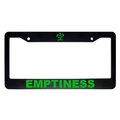 Emptiness ABS Black Plastic Kanji Japanese License Plate Frame - Green Text