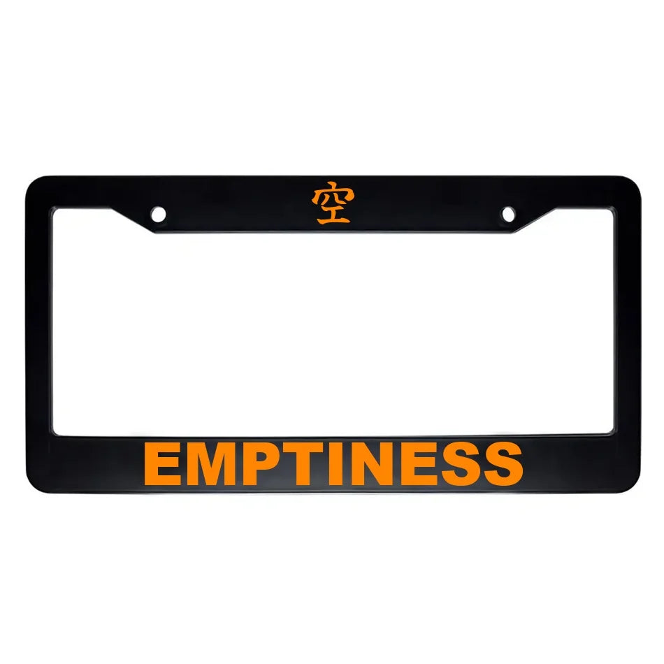 Emptiness ABS Black Plastic Kanji Japanese License Plate Frame - Orange Text