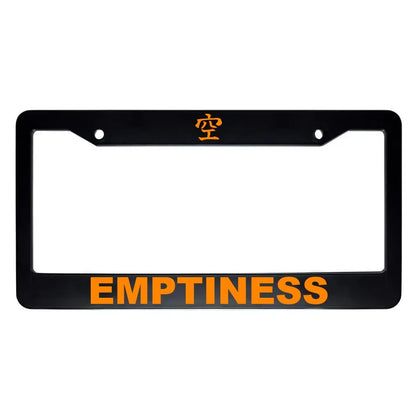Emptiness ABS Black Plastic Kanji Japanese License Plate Frame - Orange Text