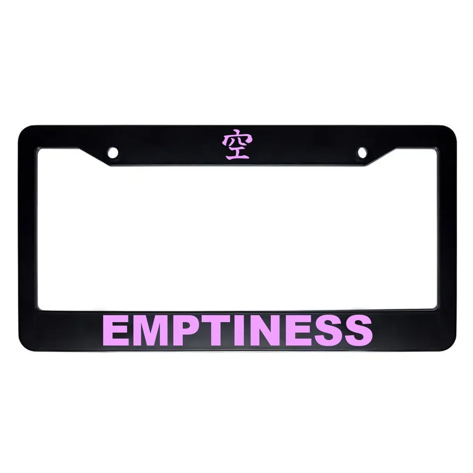 Emptiness ABS Black Plastic Kanji Japanese License Plate Frame - Pink Text