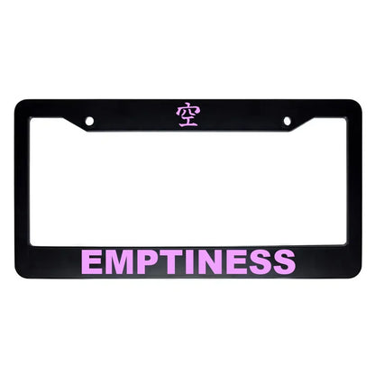 Emptiness ABS Black Plastic Kanji Japanese License Plate Frame - Pink Text