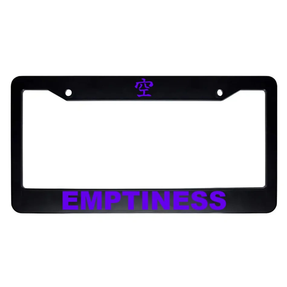 Emptiness ABS Black Plastic Kanji Japanese License Plate Frame - Purple Text
