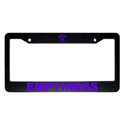 Emptiness ABS Black Plastic Kanji Japanese License Plate Frame - Purple Text