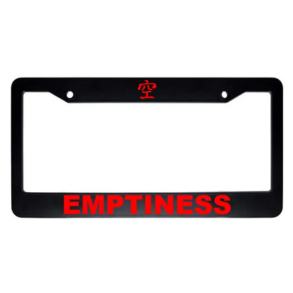 Emptiness ABS Black Plastic Kanji Japanese License Plate Frame - Red Text