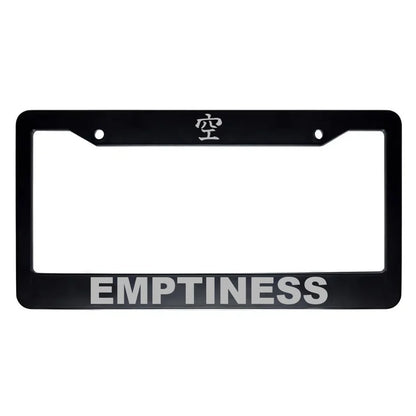 Emptiness ABS Black Plastic Kanji Japanese License Plate Frame - Silver Text