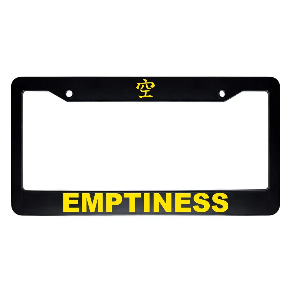 Emptiness ABS Black Plastic Kanji Japanese License Plate Frame - Yellow Text