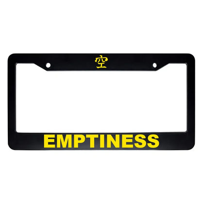 Emptiness ABS Black Plastic Kanji Japanese License Plate Frame - Yellow Text