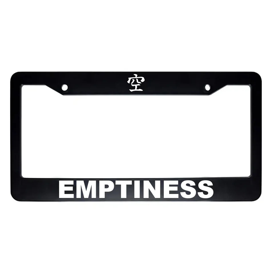Emptiness ABS Black Plastic Kanji Japanese License Plate Frame - White Text
