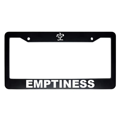Emptiness ABS Black Plastic Kanji Japanese License Plate Frame - White Text