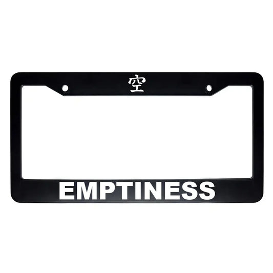 Emptiness ABS Black Plastic Kanji Japanese License Plate Frame - White Text