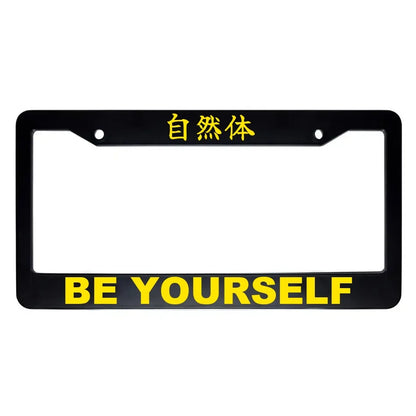 Be Yourself ABS Black Plastic Kanji Japanese License Plate Frame - Yellow Text