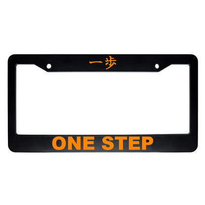 One Step ABS Black Plastic Kanji Japanese License Plate Frame - Orange Text