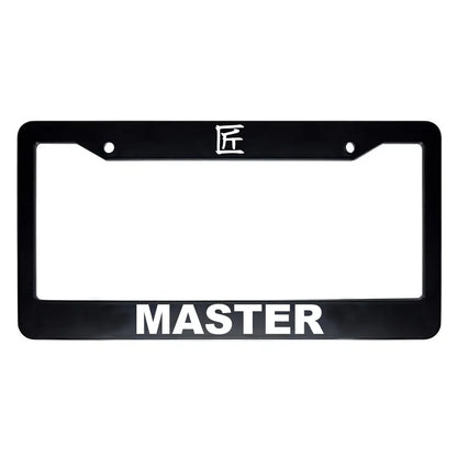 Master ABS Black Plastic Kanji Japanese License Plate Frame - White Text