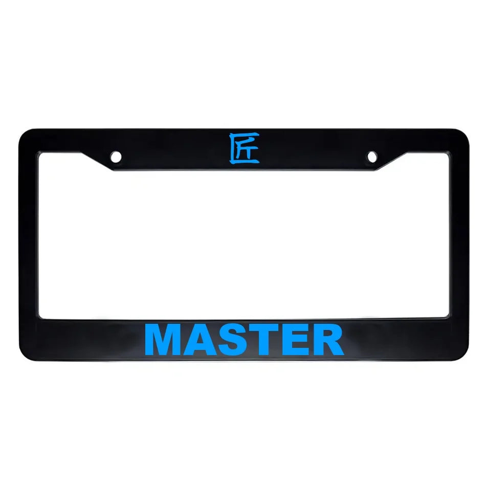 Master ABS Black Plastic Kanji Japanese License Plate Frame - Blue Text