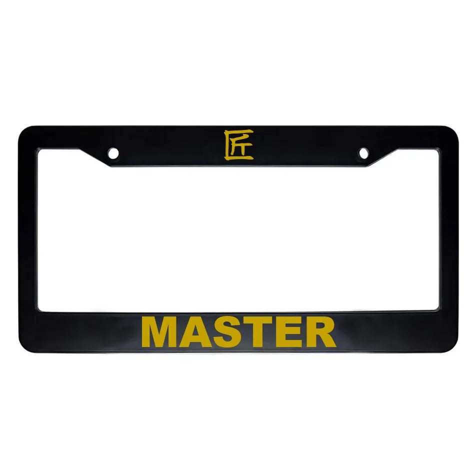 Master ABS Black Plastic Kanji Japanese License Plate Frame - Gold Text