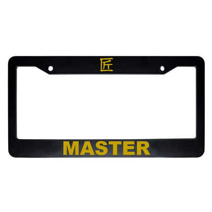 Master ABS Black Plastic Kanji Japanese License Plate Frame - Gold Text