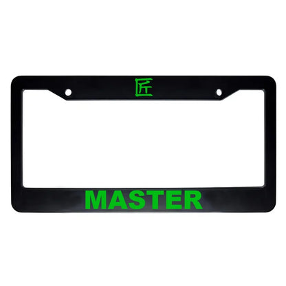 Master ABS Black Plastic Kanji Japanese License Plate Frame - Green Text