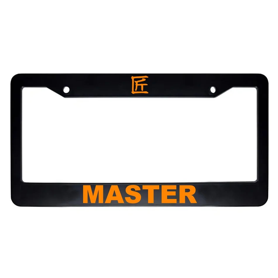 Master ABS Black Plastic Kanji Japanese License Plate Frame - Orange Text