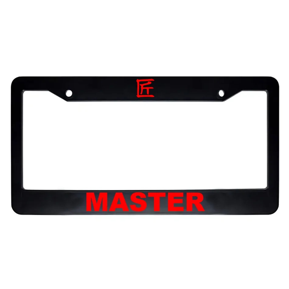 Master ABS Black Plastic Kanji Japanese License Plate Frame - Red Text