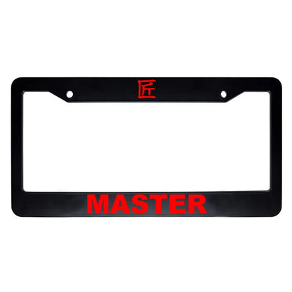 Master ABS Black Plastic Kanji Japanese License Plate Frame - Red Text