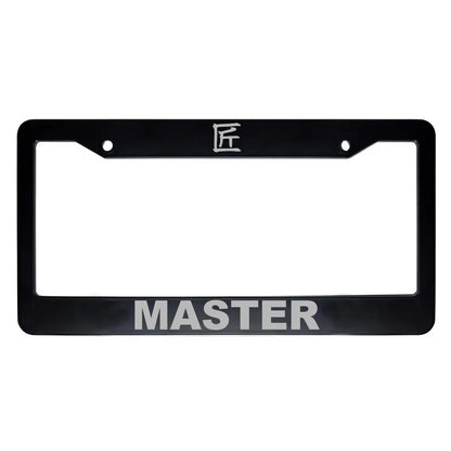 Master ABS Black Plastic Kanji Japanese License Plate Frame - Silver Text