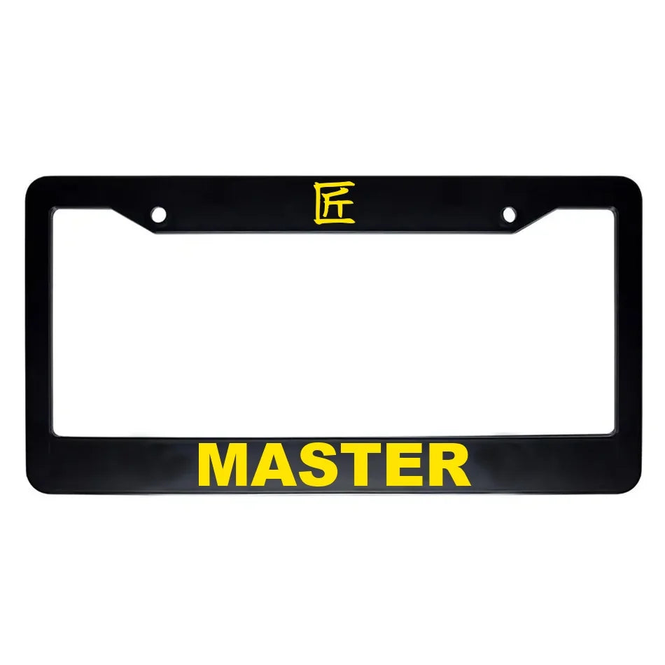 Master ABS Black Plastic Kanji Japanese License Plate Frame - Yellow Text