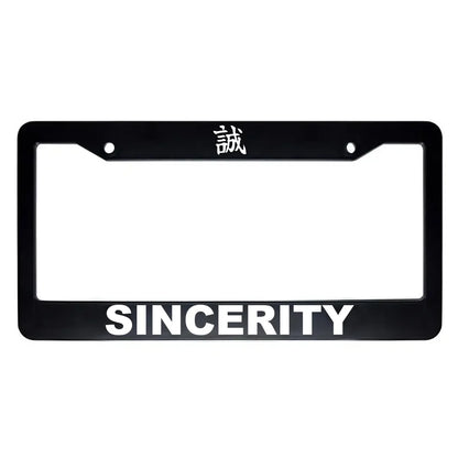 Sincerity ABS Black Plastic Kanji Japanese License Plate Frame - White Text
