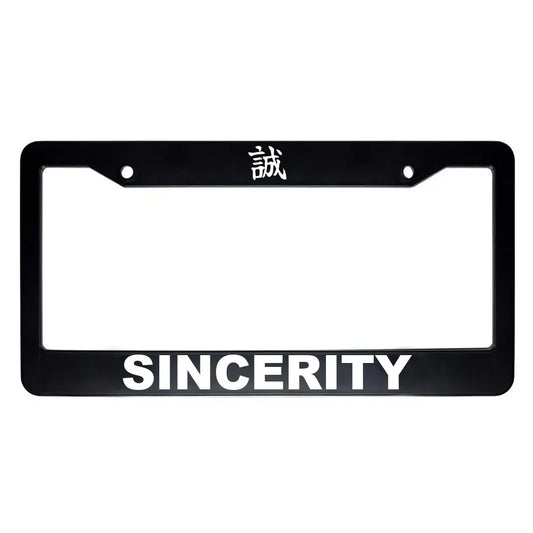 Sincerity ABS Black Plastic Kanji Japanese License Plate Frame - White Text