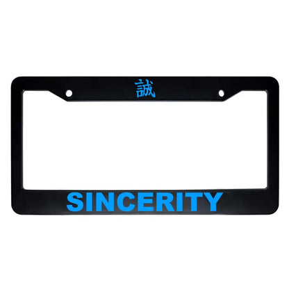 Sincerity ABS Black Plastic Kanji Japanese License Plate Frame - Blue Text