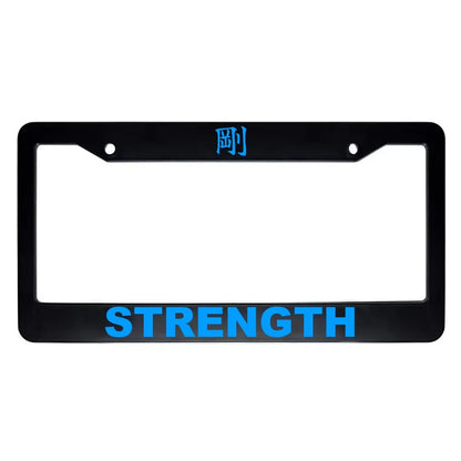 Strength ABS Black Plastic Kanji Japanese License Plate Frame - Blue Text