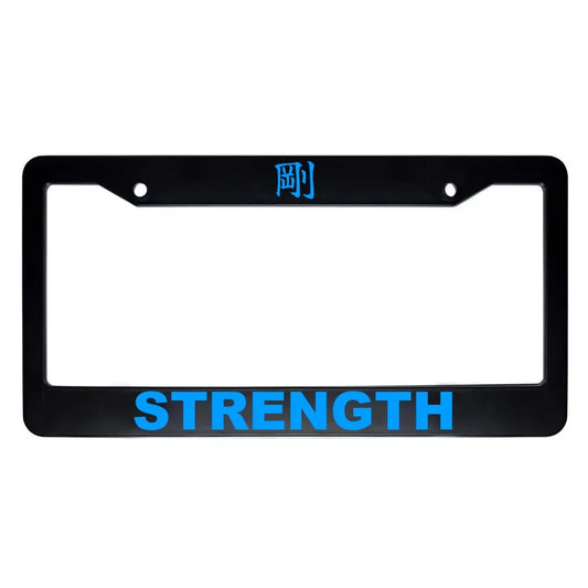 Strength ABS Black Plastic Kanji Japanese License Plate Frame - Blue Text