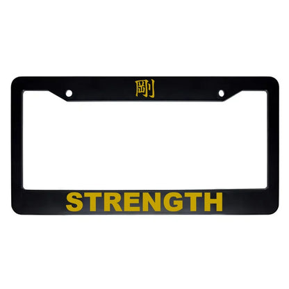 Strength ABS Black Plastic Kanji Japanese License Plate Frame - Gold Text