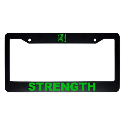 Strength ABS Black Plastic Kanji Japanese License Plate Frame - Green Text