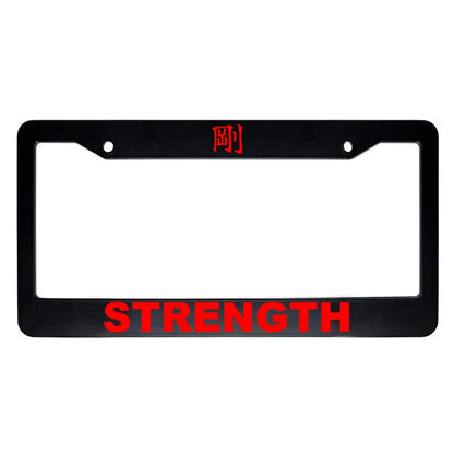 Strength ABS Black Plastic Kanji Japanese License Plate Frame - Red Text