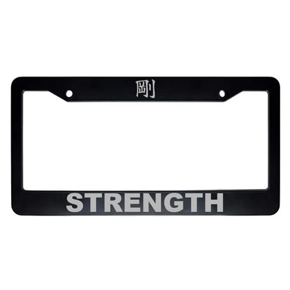 Strength ABS Black Plastic Kanji Japanese License Plate Frame - Silver Text